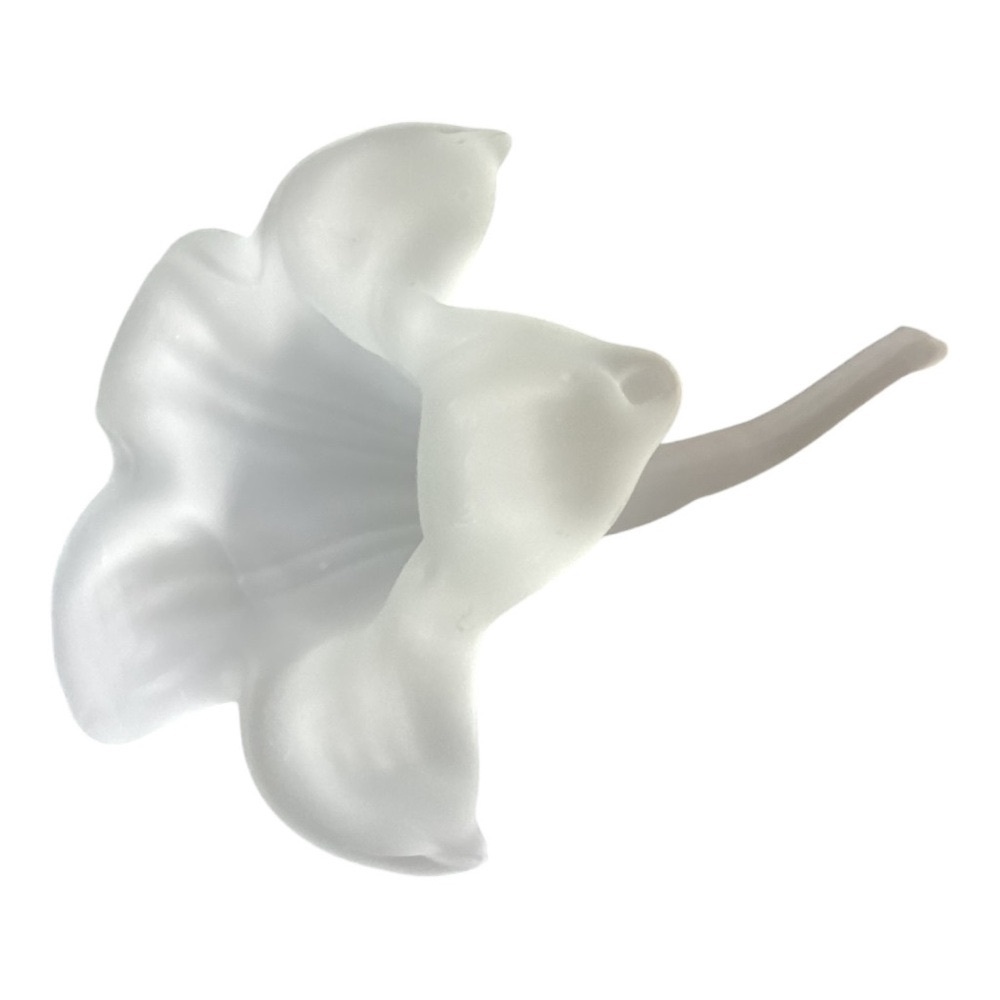 Frosted White Satin Art Glass Trumpet Horn Lily Epergne Flower Holder Bud Vase - Picture 5 of 16
